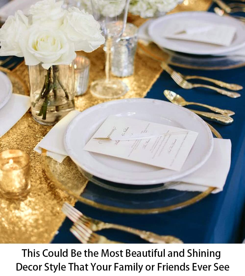 10 Pieces-12 x108 Gold-Sequin-Table-Runners Wedding Party Catering Event Gold view 4
