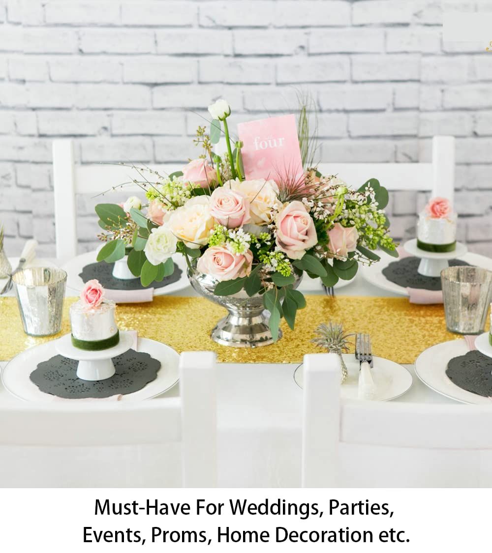 10 Pieces-12 x108 Gold-Sequin-Table-Runners Wedding Party Catering Event Gold view 5