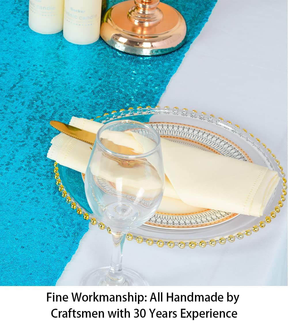 Turquoise Table Runners Pack of 2 Sequin Table Runners 12inx108in Aqua Blue view 3
