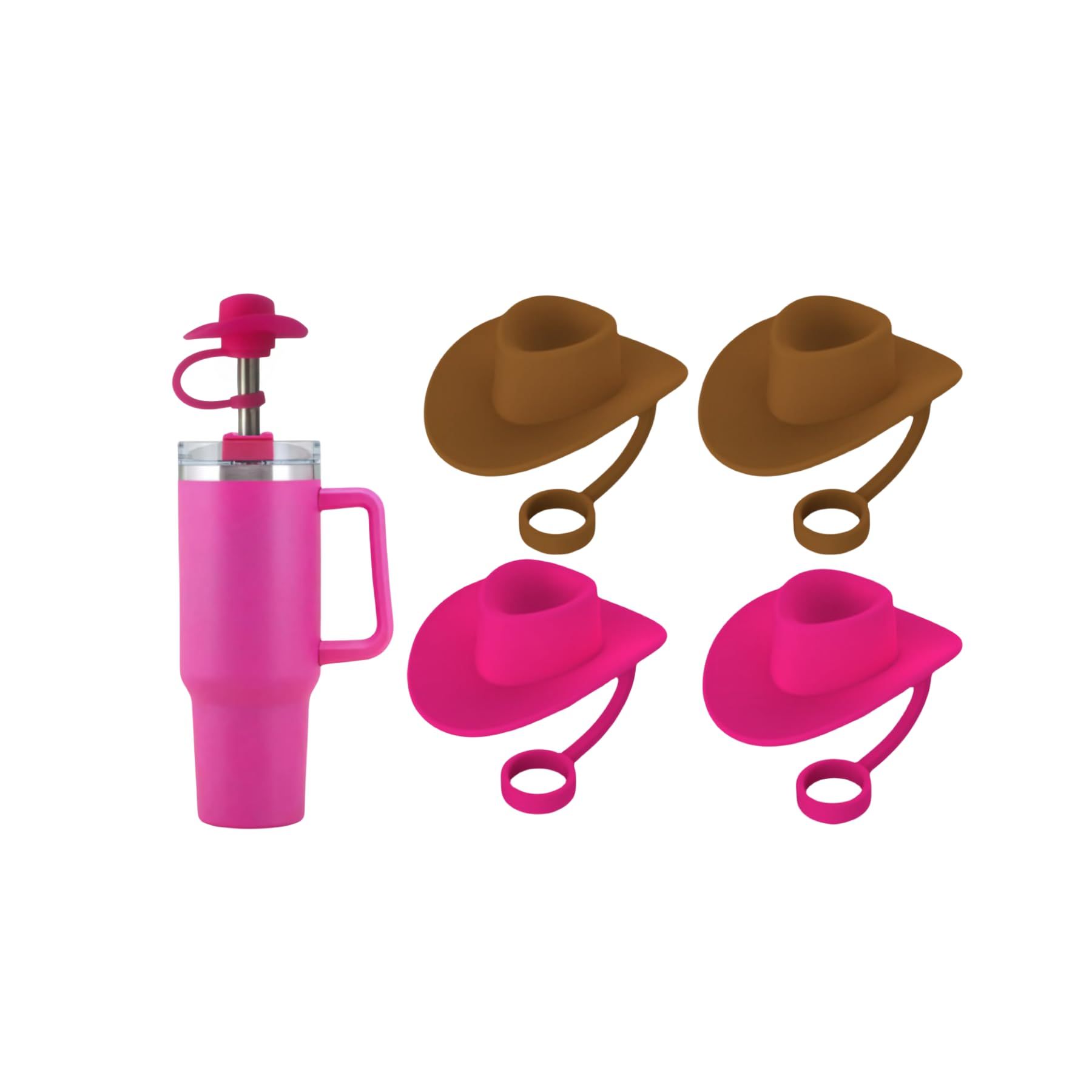 4 Pack Cowboy Hat Straw Cover Cap for Cup 30&40 Oz 10mm Cowgirl Hat Silicone
