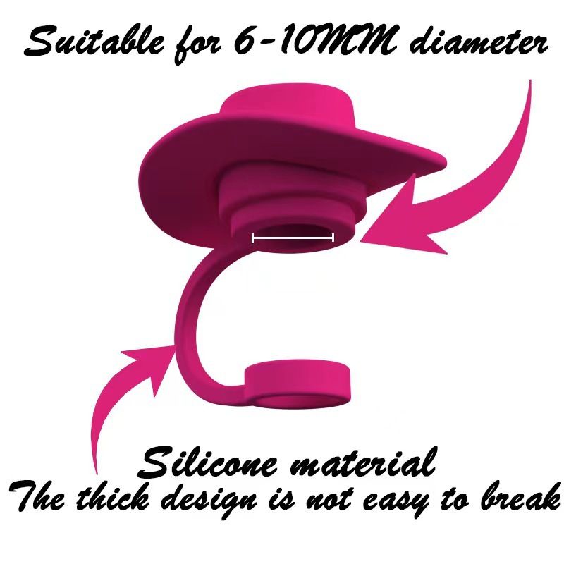 4 Pack Cowboy Hat Straw Cover Cap for Cup 30&40 Oz 10mm Cowgirl Hat Silicone view 4