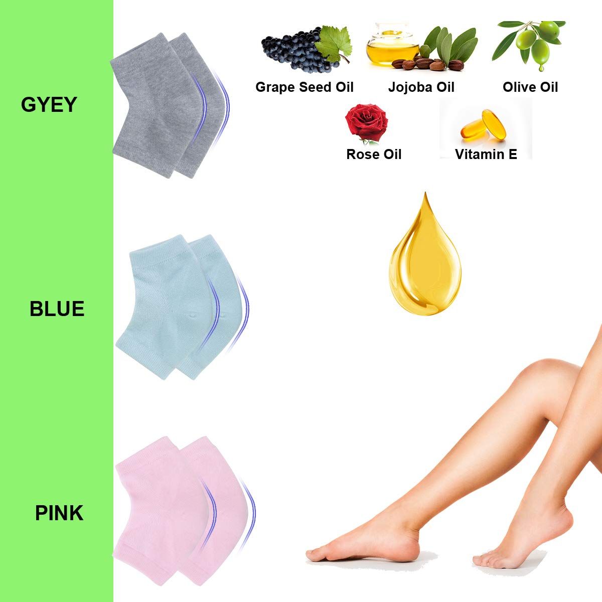 Vented Moisturizing Gel Heel Socks view 3