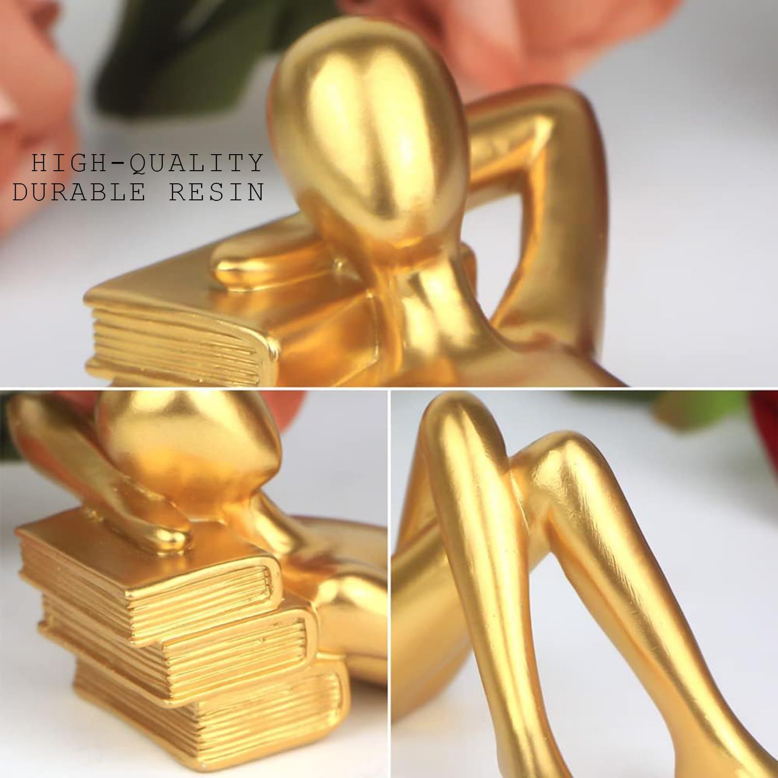 Gold Home Decor Thinker Reading Women Statue for Living Room view 4