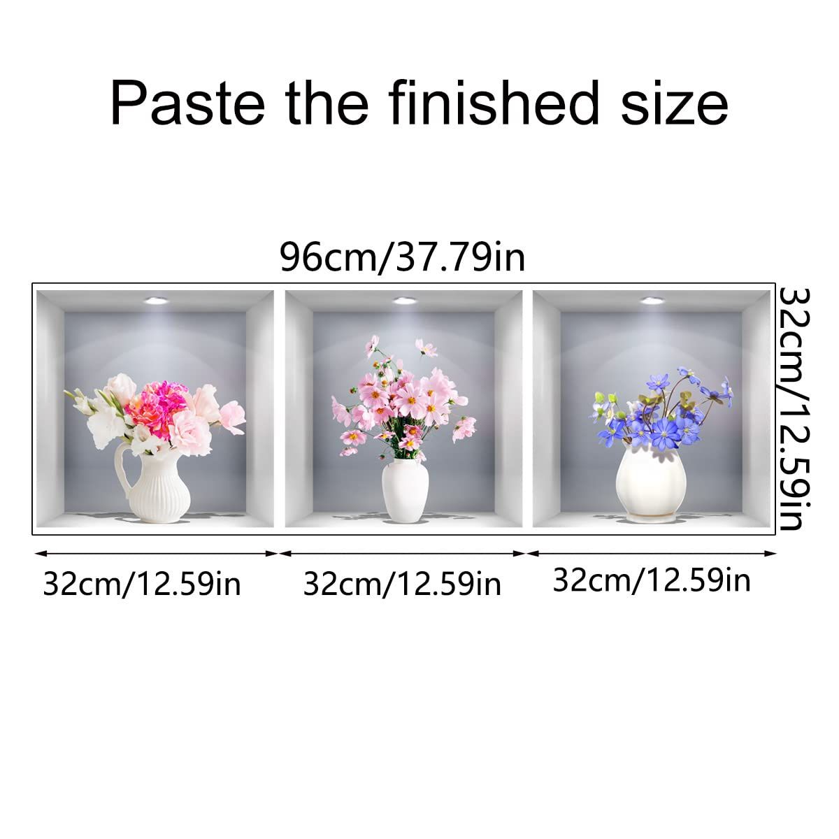 3D Vase Wall Stickers White Vases Daisy Flower Wall Decal DIY Rose Floral Wall view 4