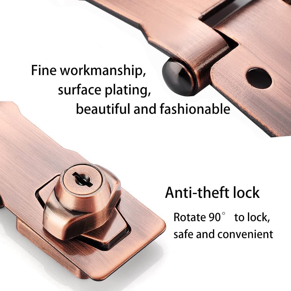 2 Packs Keyed Hasp Locks Twist Knob Keyed Locking Hasp for Small Doors view 4