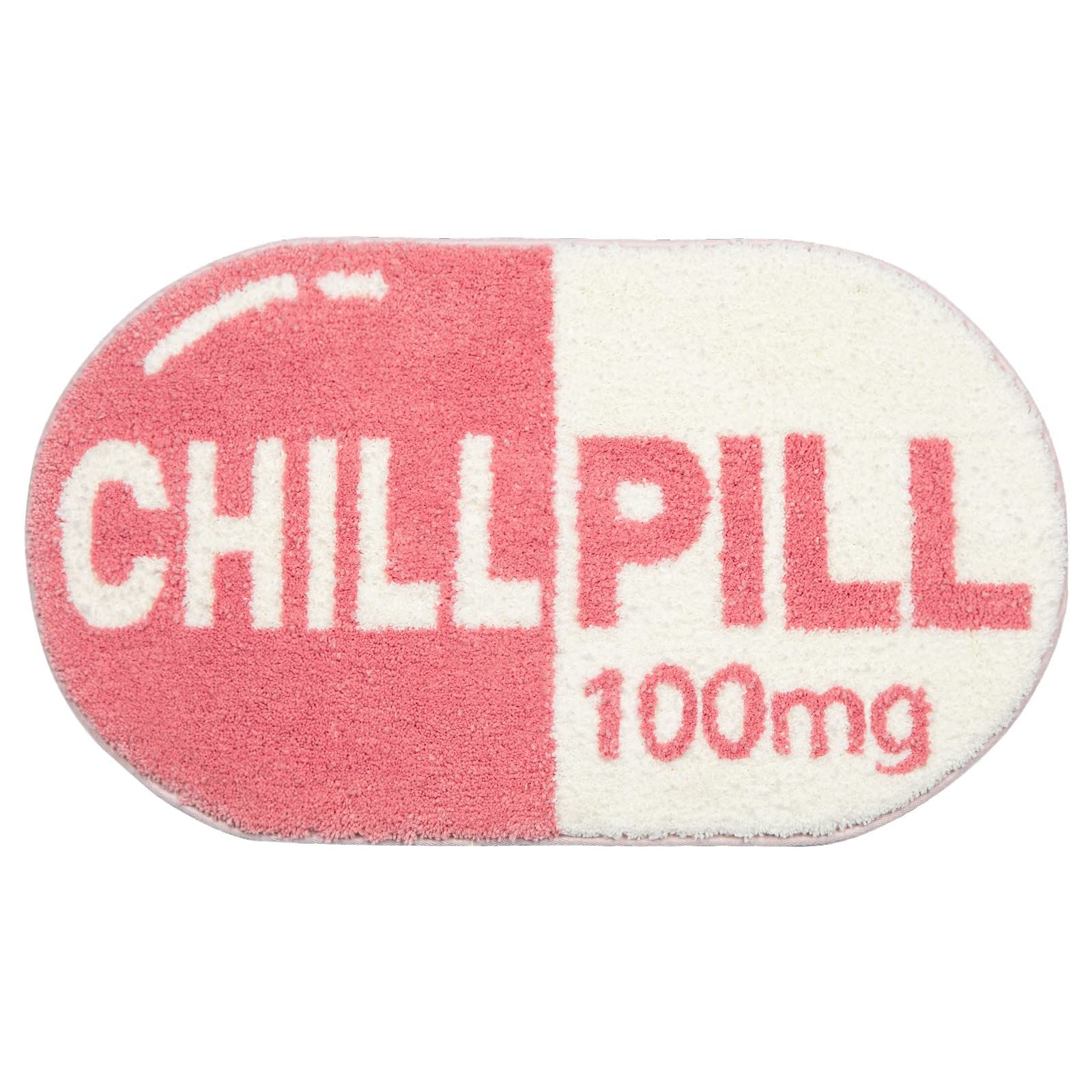 Funny Cute Chill Pill Bath Mat Small Pink Bathroom Rugs Bathroom Decor