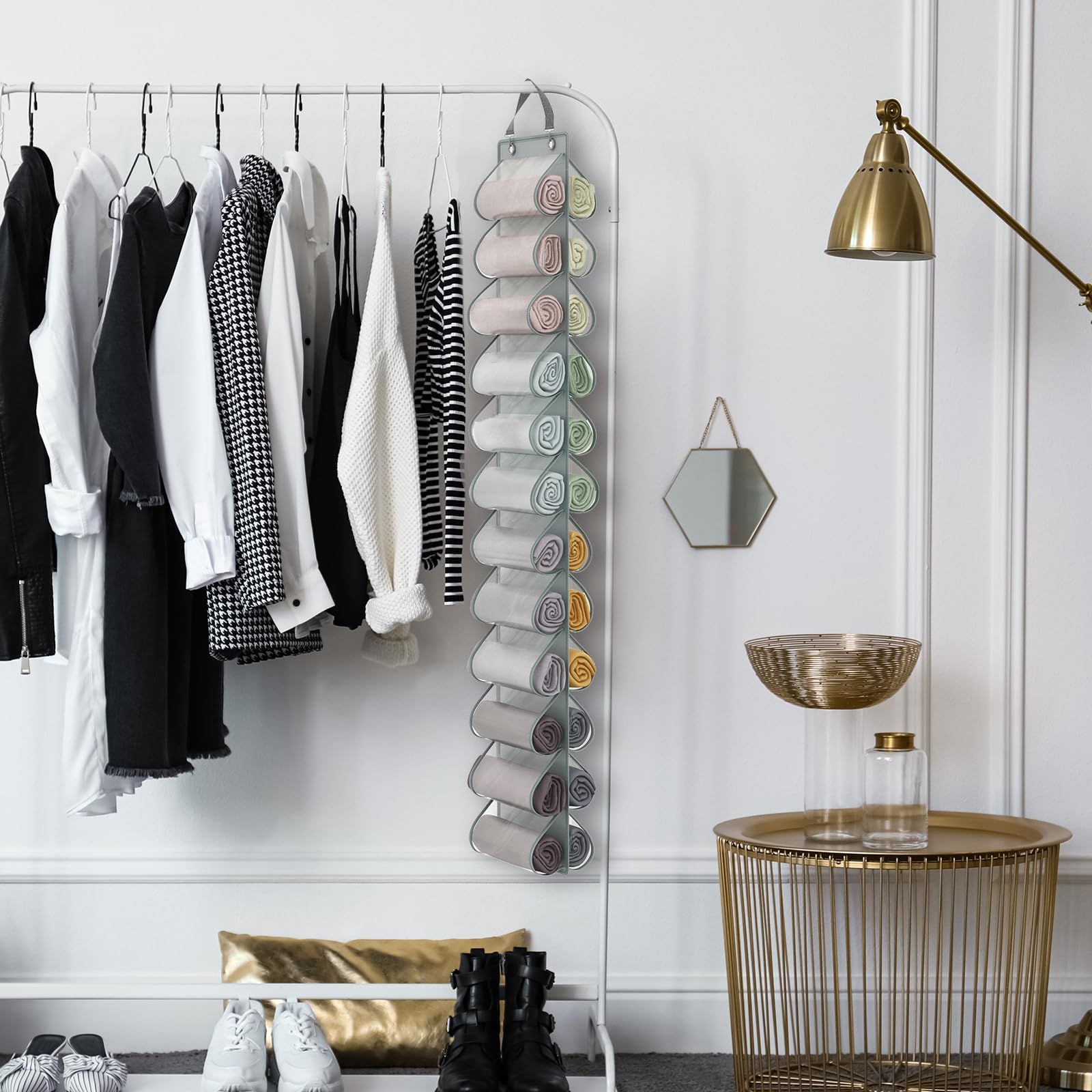 Legging Storage Bag Storage Hanger Closet Organization Holds 24 Leggings or Shirts view 2