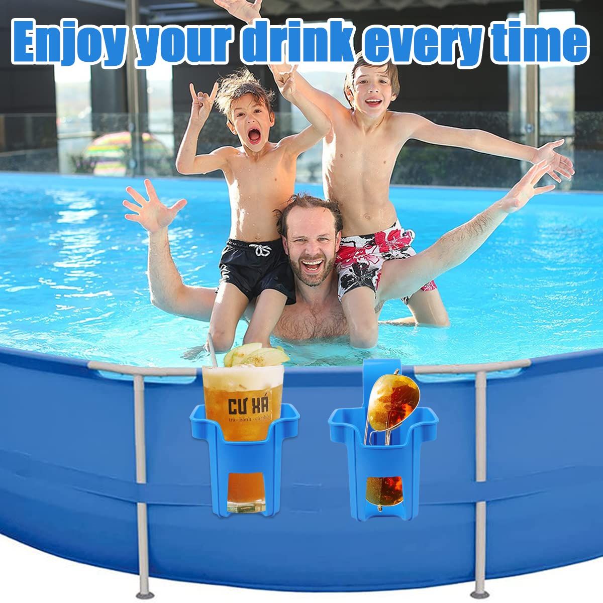 4Pcs Poolside Cup Holders for Above Ground Pools view 2