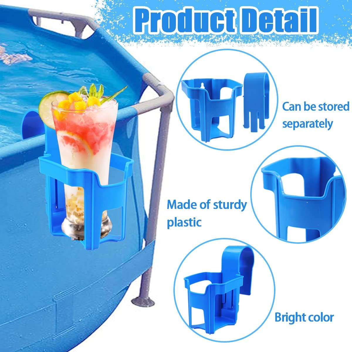 4Pcs Poolside Cup Holders for Above Ground Pools view 3