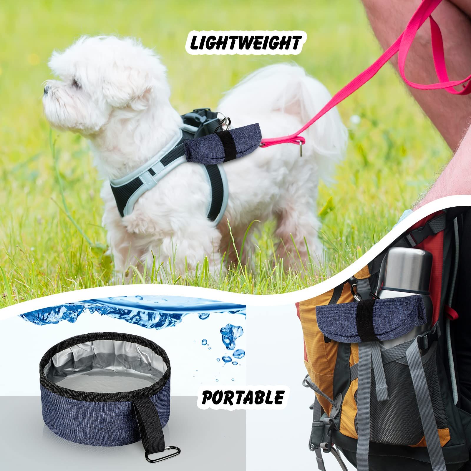 2 Pack Portable Dog Bowls Foldable Travel Dog Dish Portable Dog Water Bowl view 5