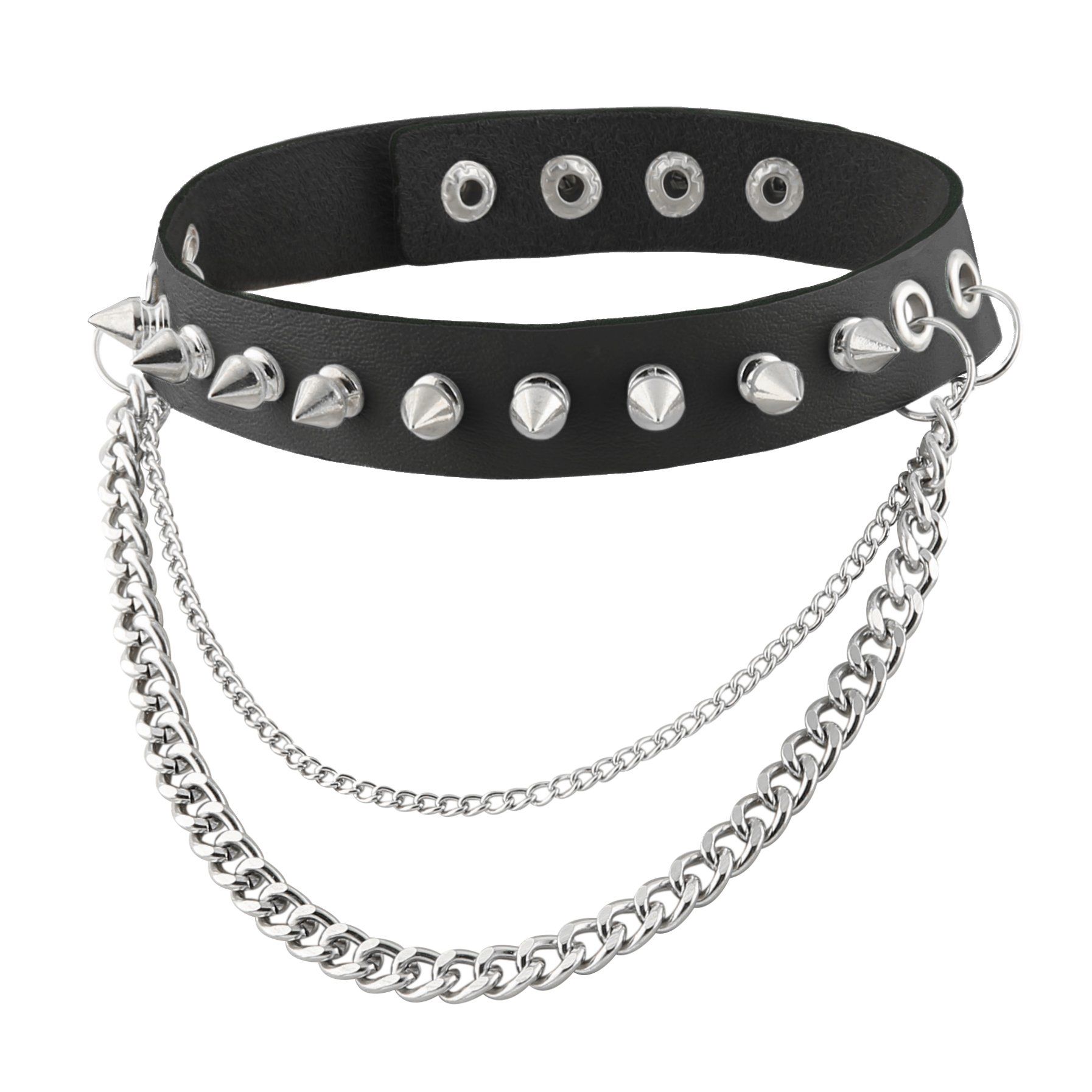 Fashion Women Men Cool Punk Goth Metal Spike Studded Link Leather Collar