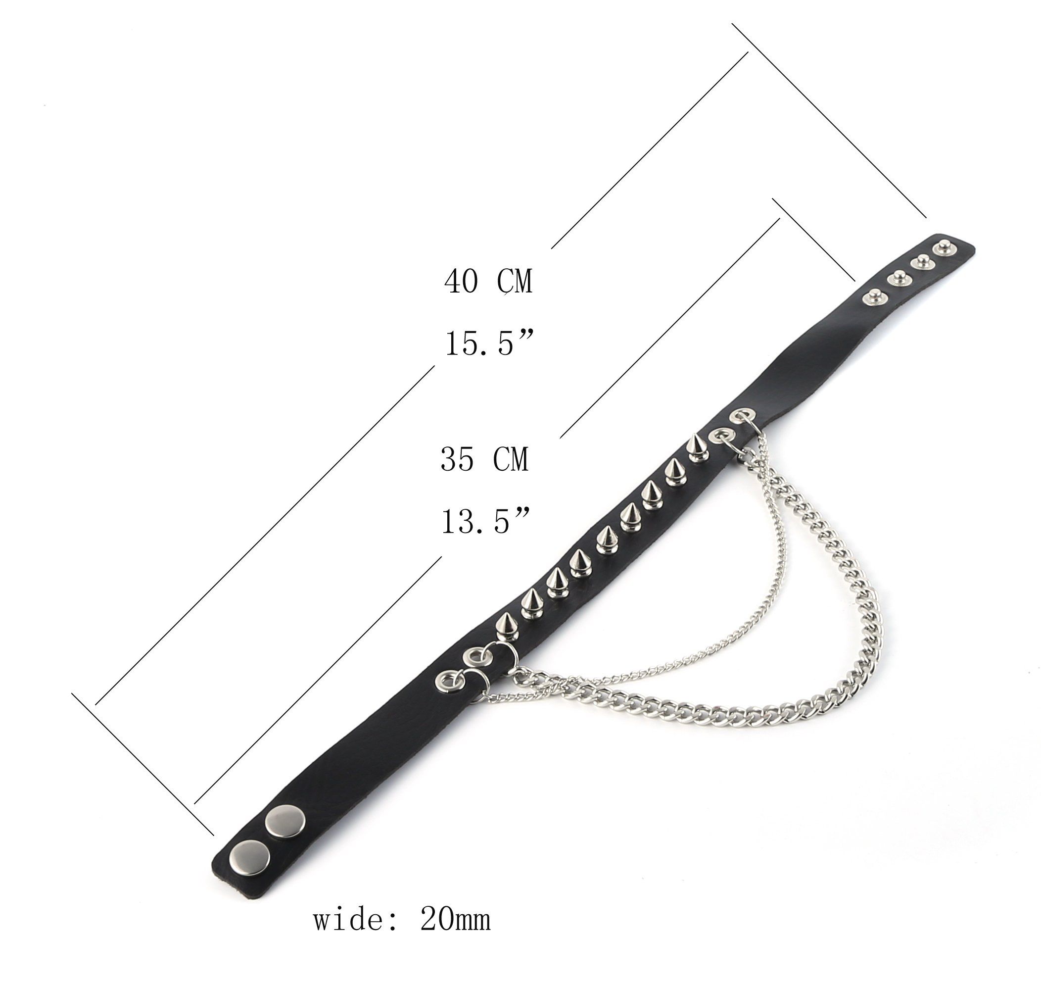 Fashion Women Men Cool Punk Goth Metal Spike Studded Link Leather Collar view 3