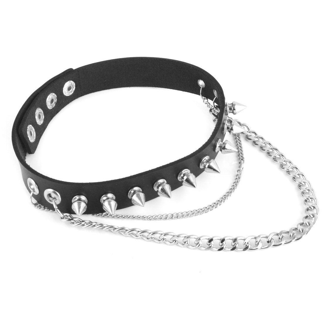 Fashion Women Men Cool Punk Goth Metal Spike Studded Link Leather Collar view 5