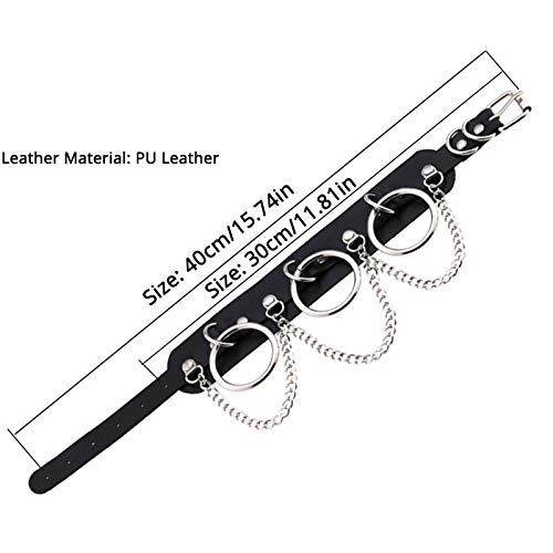 Circle Choker Necklace PU Leather Goth Choker Collar with Black Studded Punk view 2