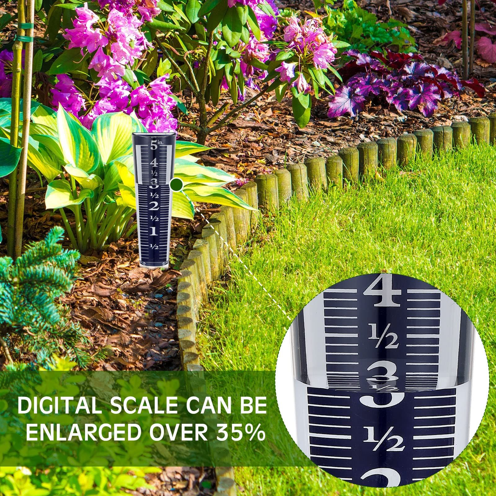 2 Pcs 5 Inch Capacity Rain Gauge Outdoor Easy to Read Rain Gauge for Yard view 3