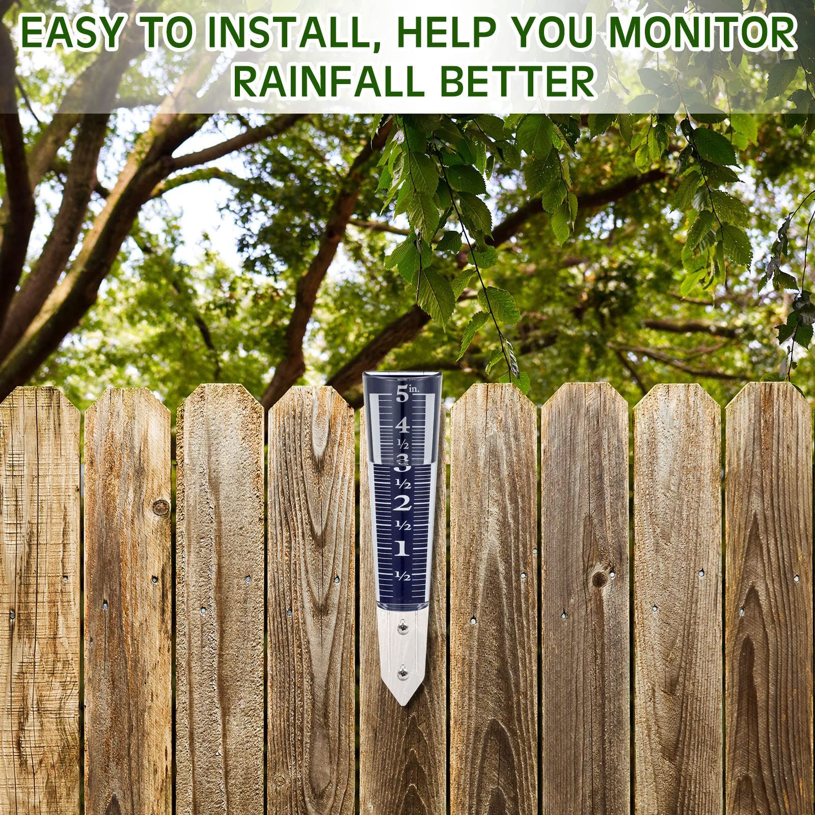 2 Pcs 5 Inch Capacity Rain Gauge Outdoor Easy to Read Rain Gauge for Yard view 4