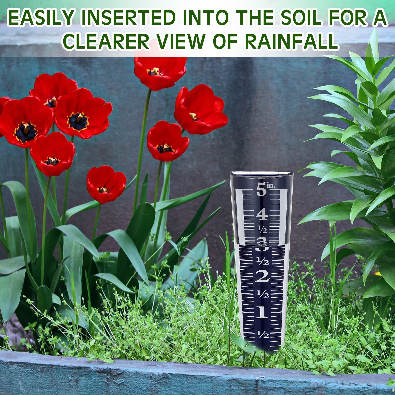 2 Pcs 5 Inch Capacity Rain Gauge Outdoor Easy to Read Rain Gauge for Yard view 5