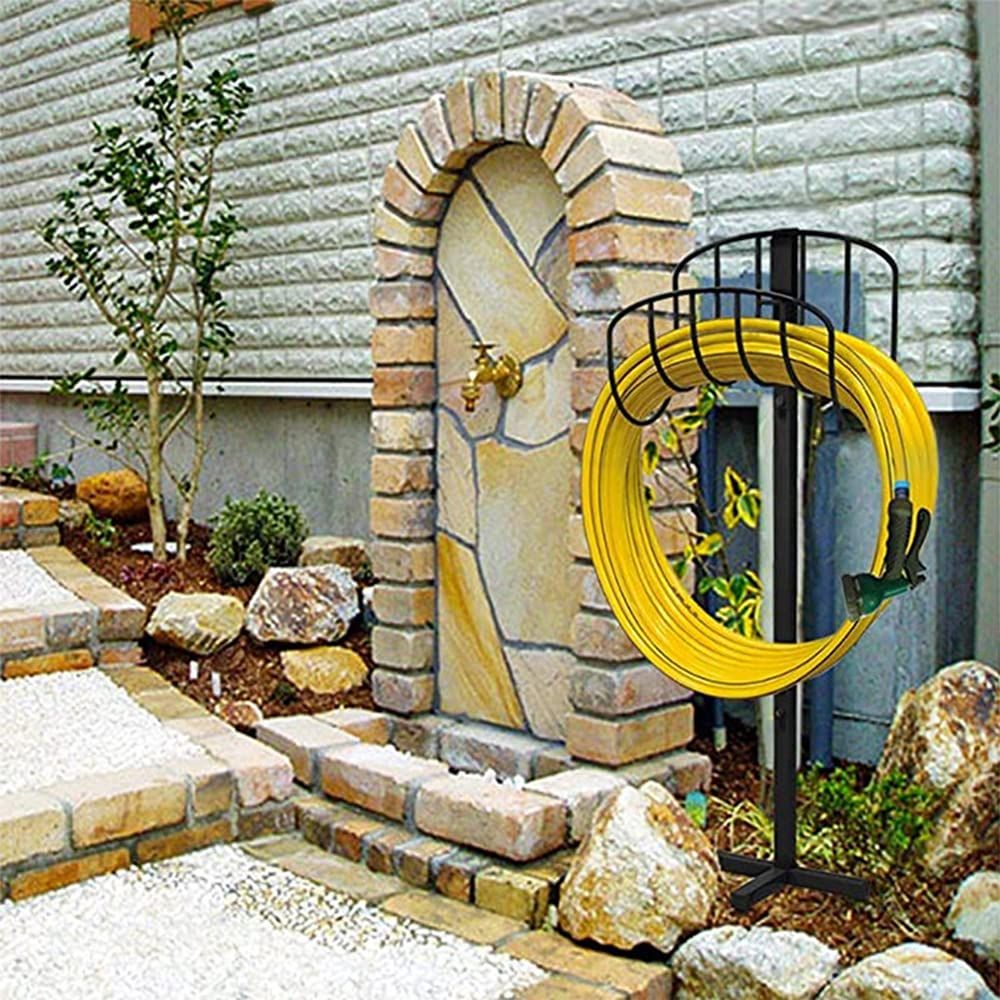 Garden Hose Holder Hanger Storage Reel Freestanding Metal Water Hose Stand view 2