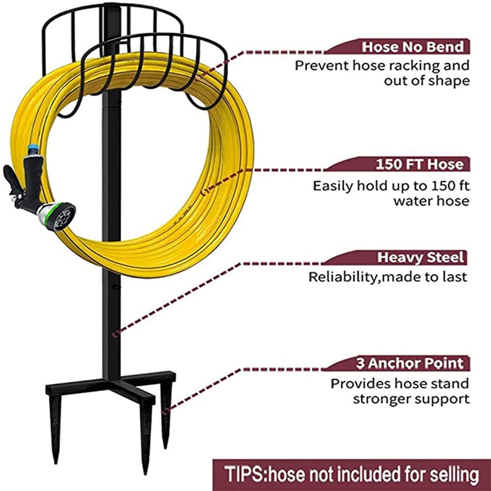 Garden Hose Holder Hanger Storage Reel Freestanding Metal Water Hose Stand view 5