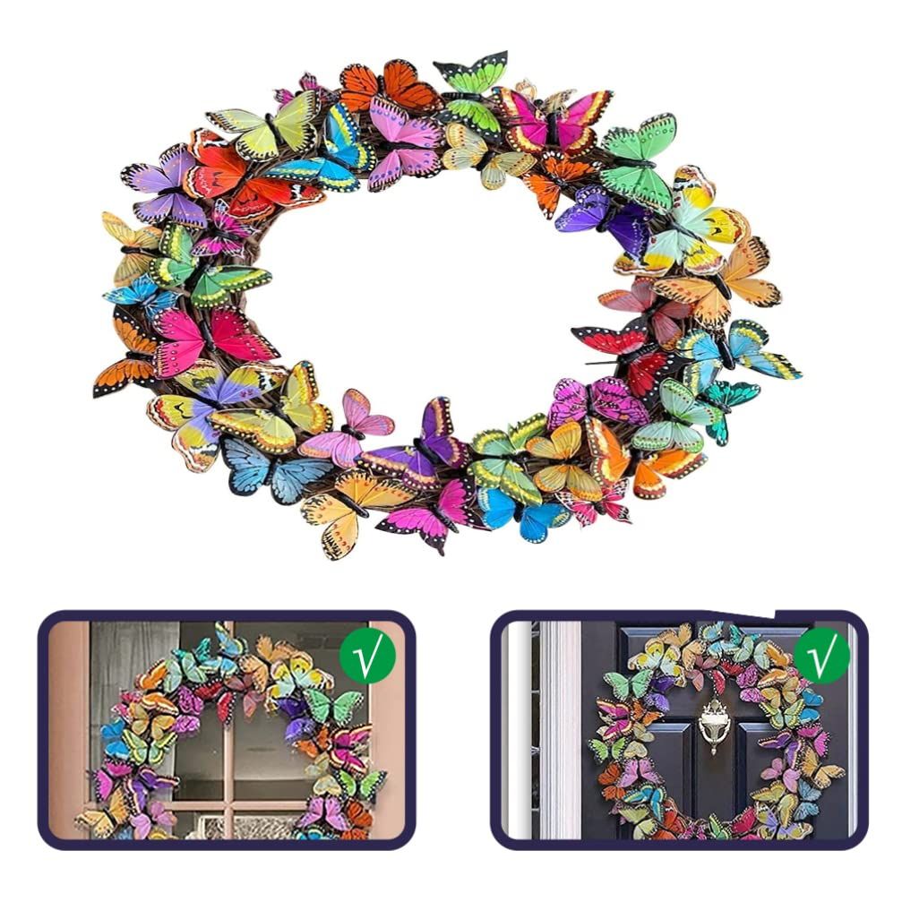 Butterflies Wreath Artificial Spring Wreath Front Door Wreath Butterfles view 3