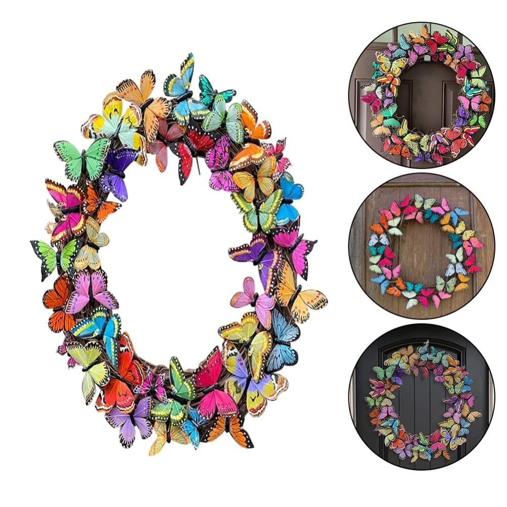 Butterflies Wreath Artificial Spring Wreath Front Door Wreath Butterfles view 4