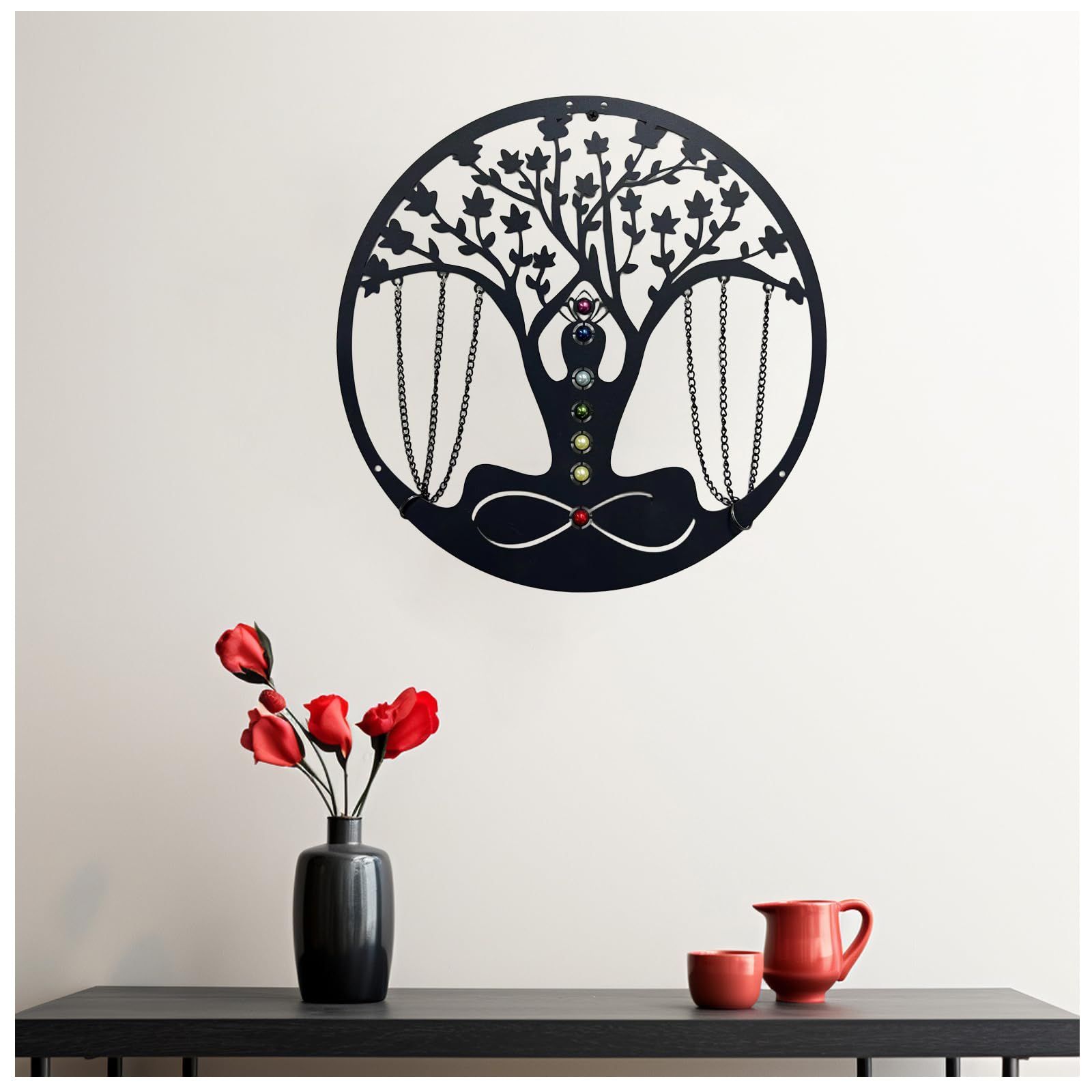 Elegant Tree of Life Metal Wall Decor: Inspire Your Yoga and Meditation Space
