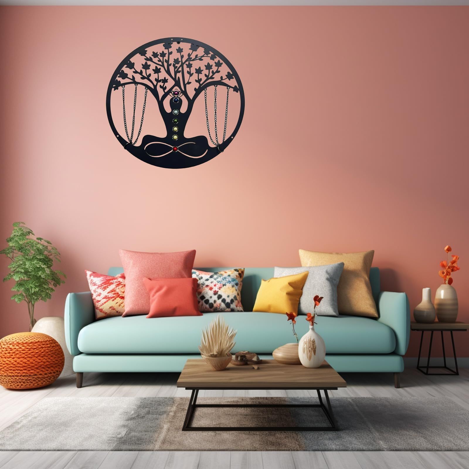 Elegant Tree of Life Metal Wall Decor: Inspire Your Yoga and Meditation Space view 3