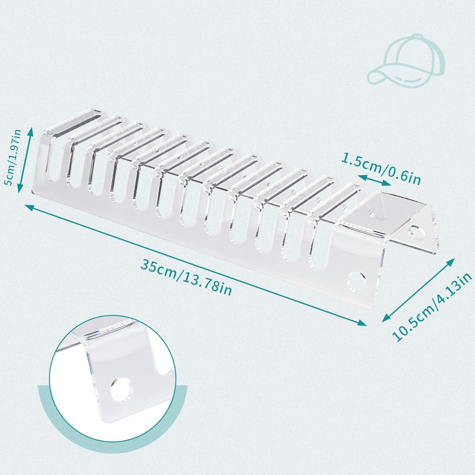 Acrylic Hat storage for Baseball Caps 2 Pack-Hat Holder for 24 Baseball Caps view 5