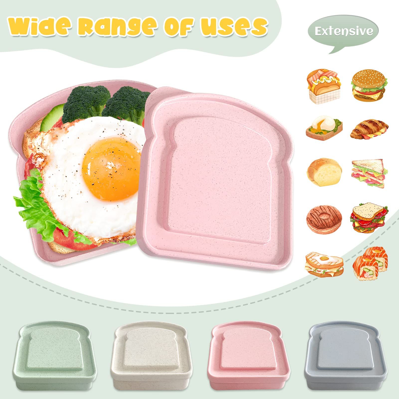 4Pcs Sandwich Containers for Lunch Boxes view 2