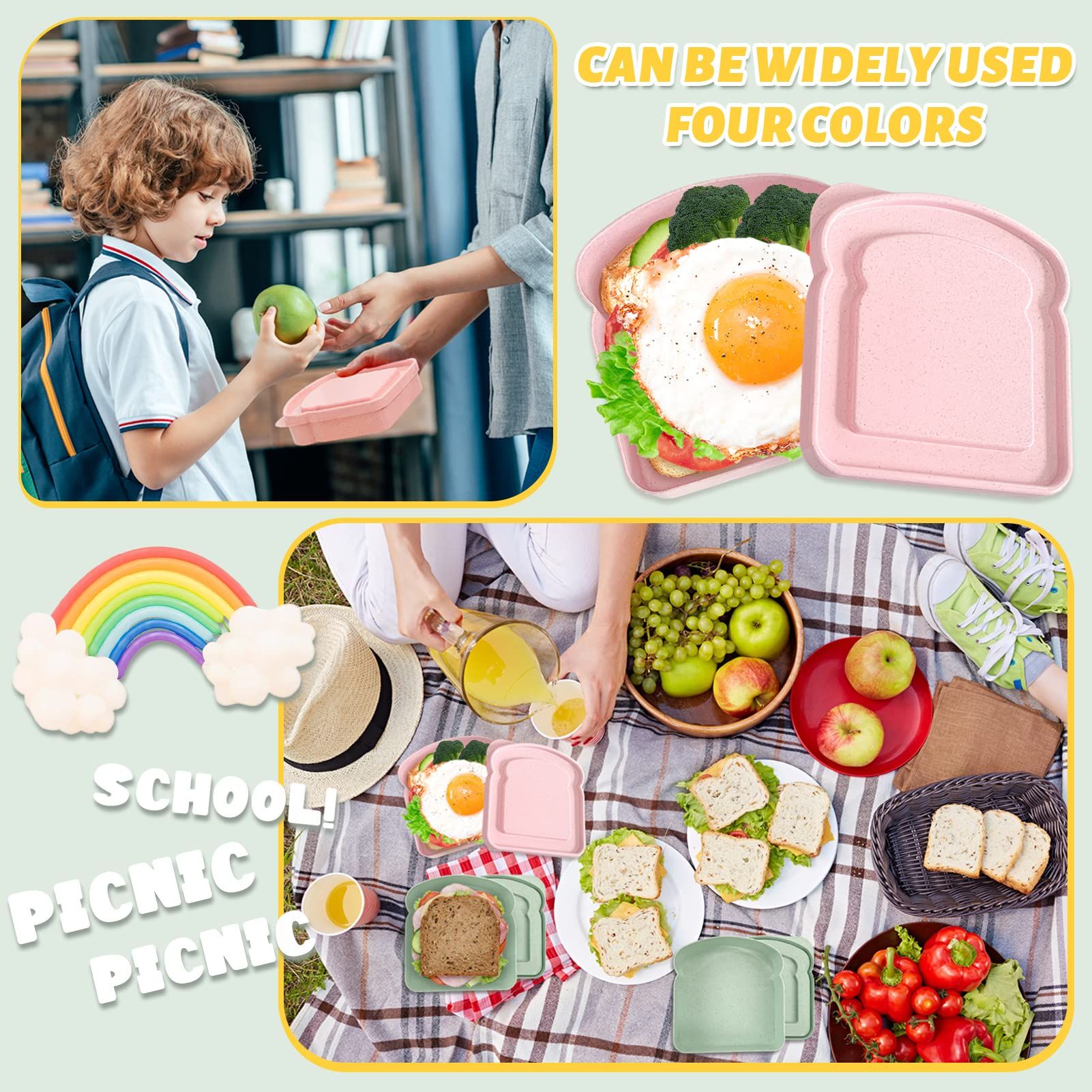 4Pcs Sandwich Containers for Lunch Boxes view 3