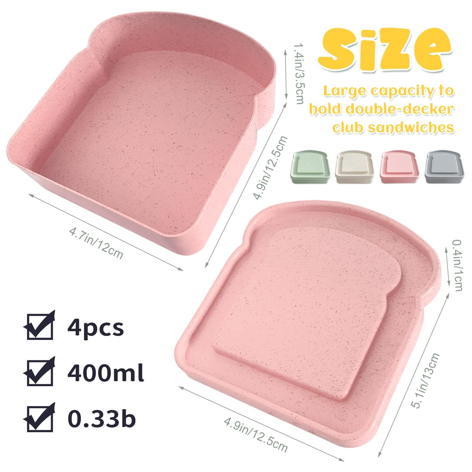 4Pcs Sandwich Containers for Lunch Boxes view 5
