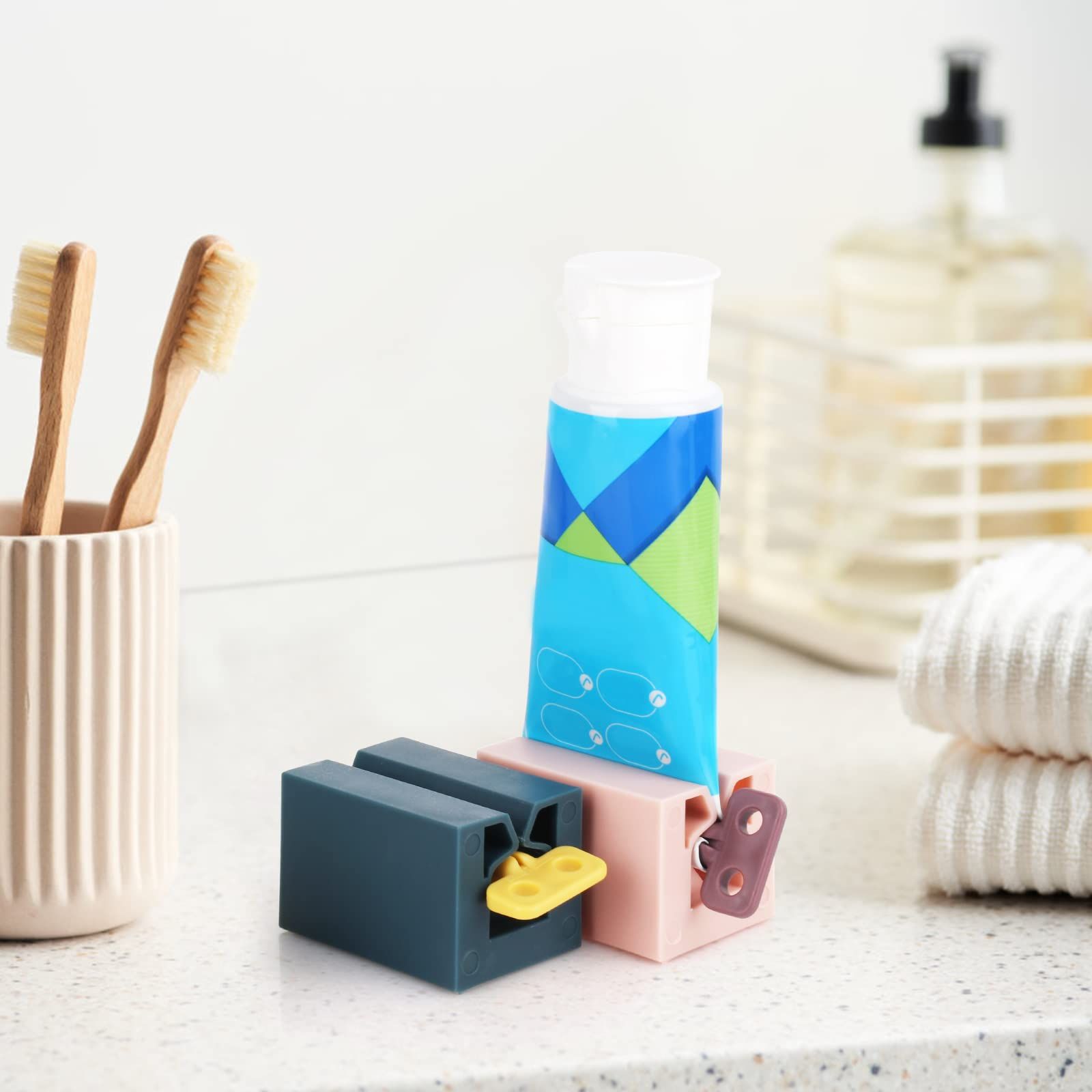 Rolling Toothpaste Squeezer Set of 4 Standing Toothpaste Holder Bathroom view 2