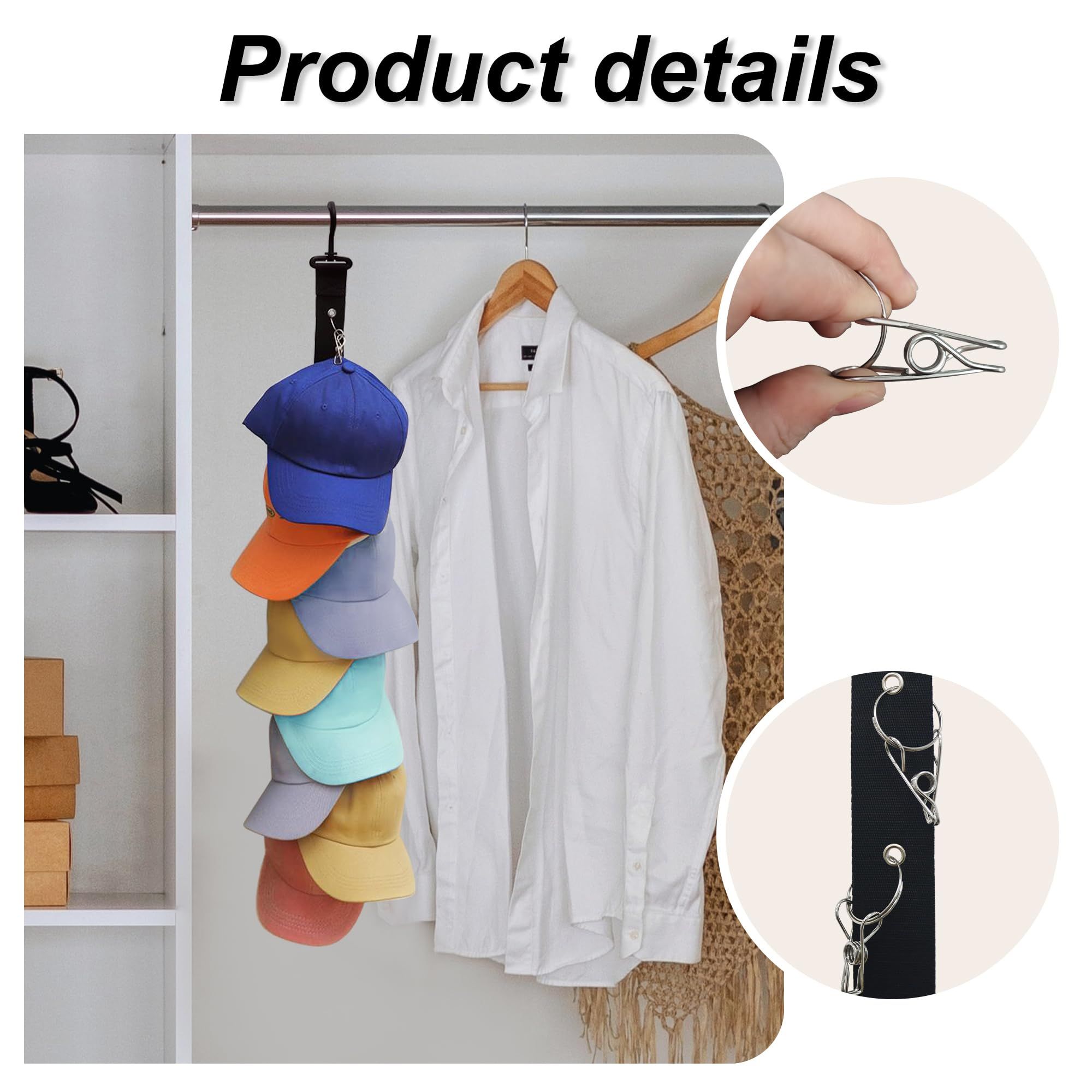 Hat Organizer Holder Closet Organizer Baseball Cap Holder 2 Pack Hat Rack for view 3