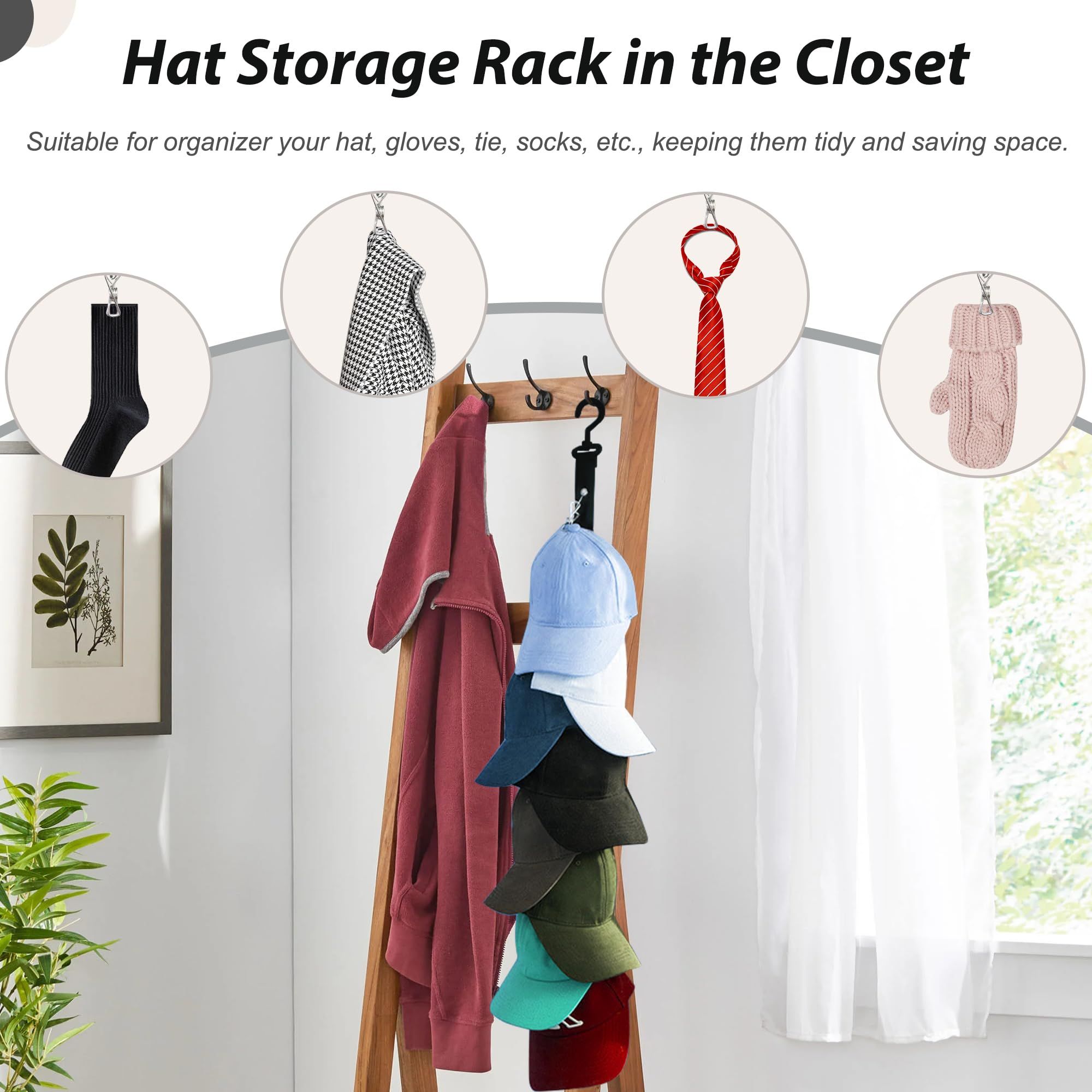 Hat Organizer Holder Closet Organizer Baseball Cap Holder 2 Pack Hat Rack for view 4