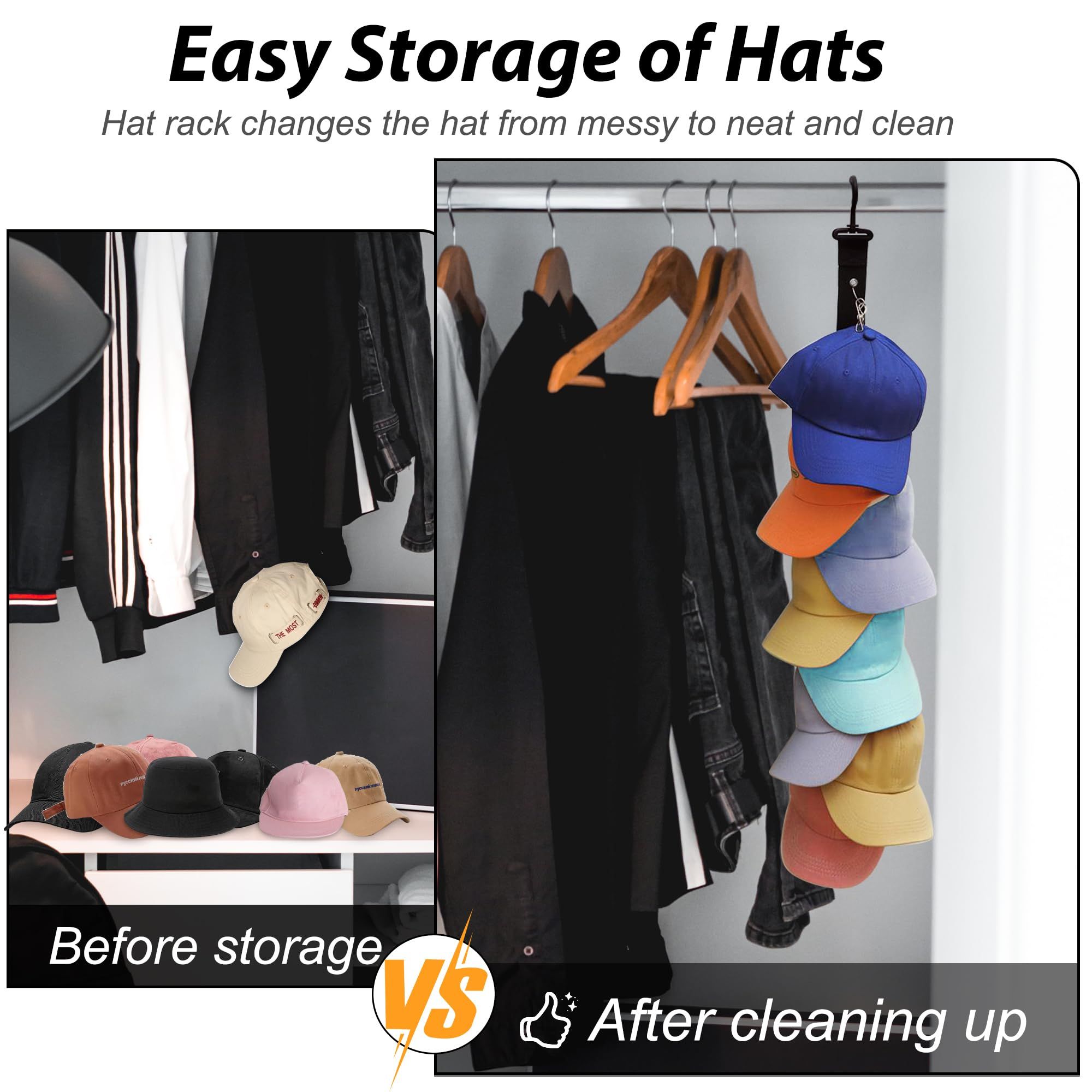Hat Organizer Holder Closet Organizer Baseball Cap Holder 2 Pack Hat Rack for view 5