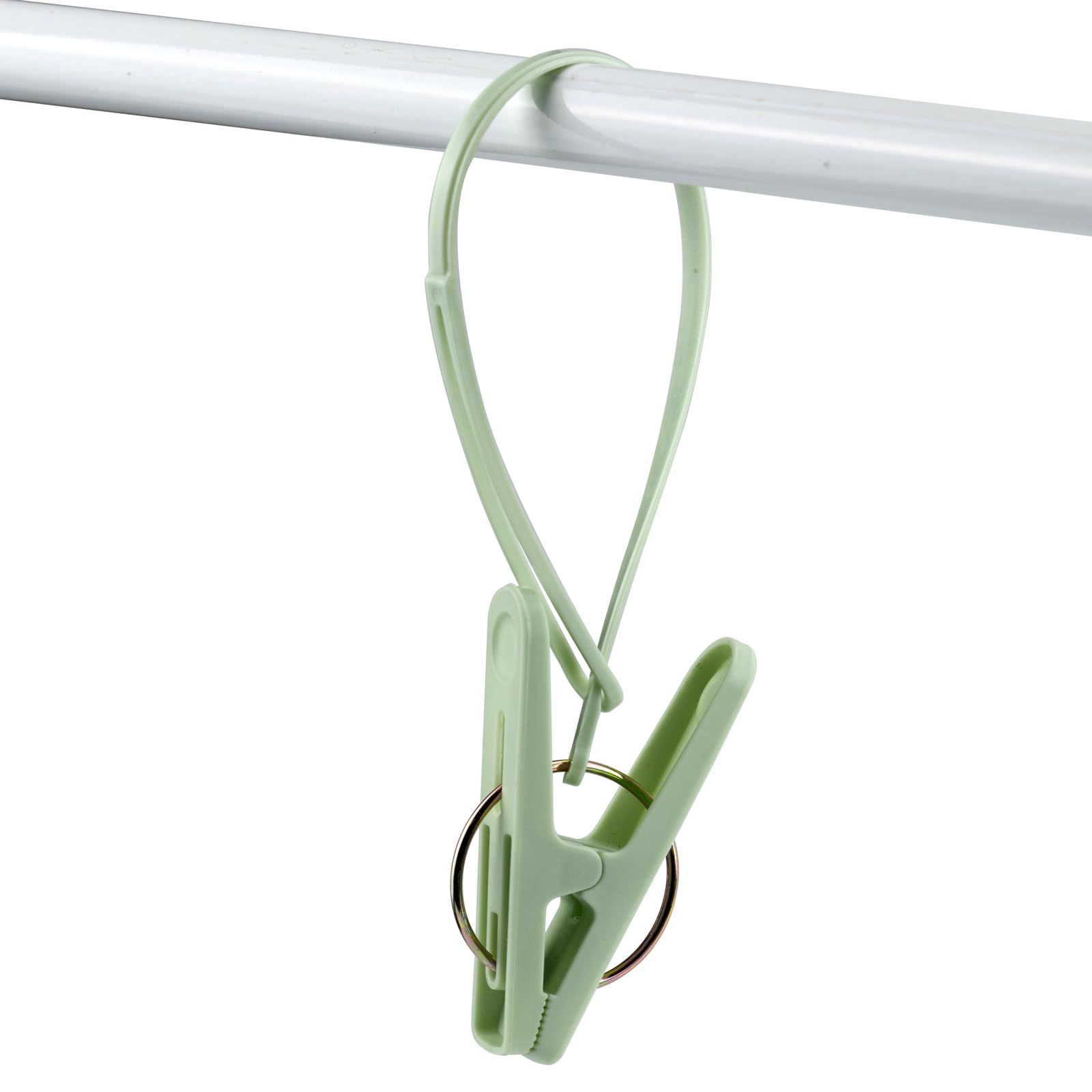 24 Pack Clothes Pins Clothes Peg Clip Pins with Plastic Rope for Clothesline view 4