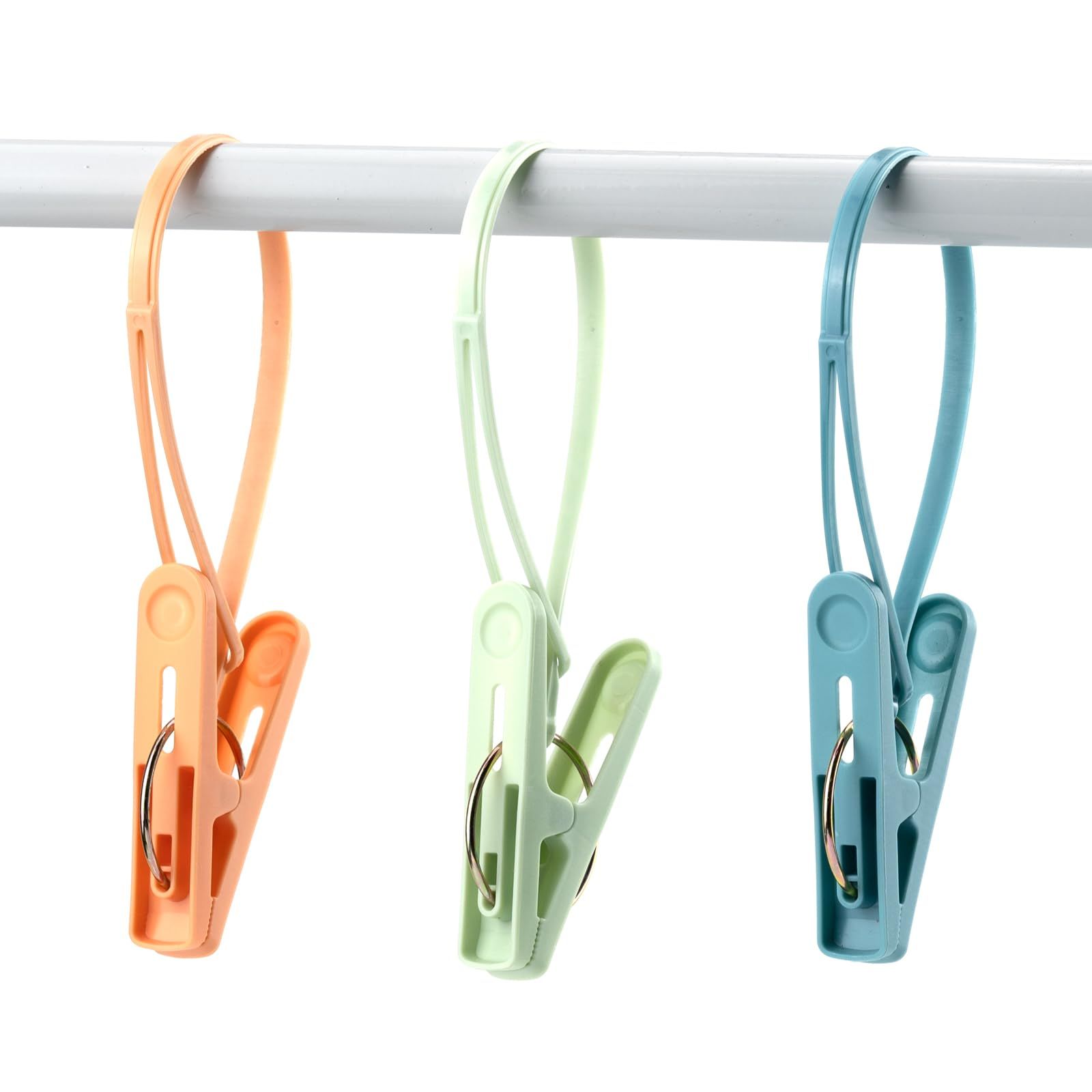 24 Pack Clothes Pins Clothes Peg Clip Pins with Plastic Rope for Clothesline view 5