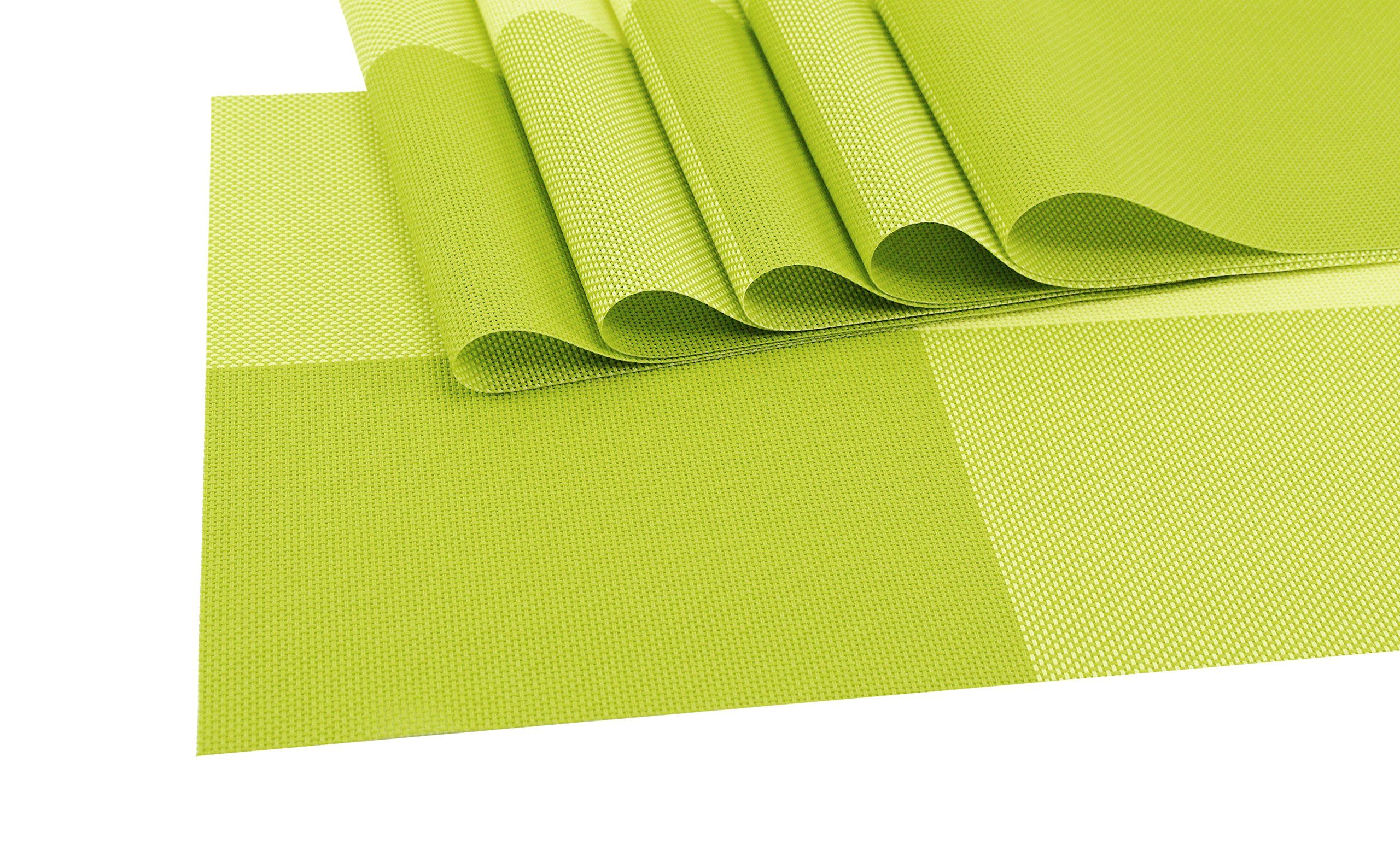 Deluxe PVC Woven Vinyl Non-Slip Heat-Resistant Grid Green Placemats Kitchen view 4