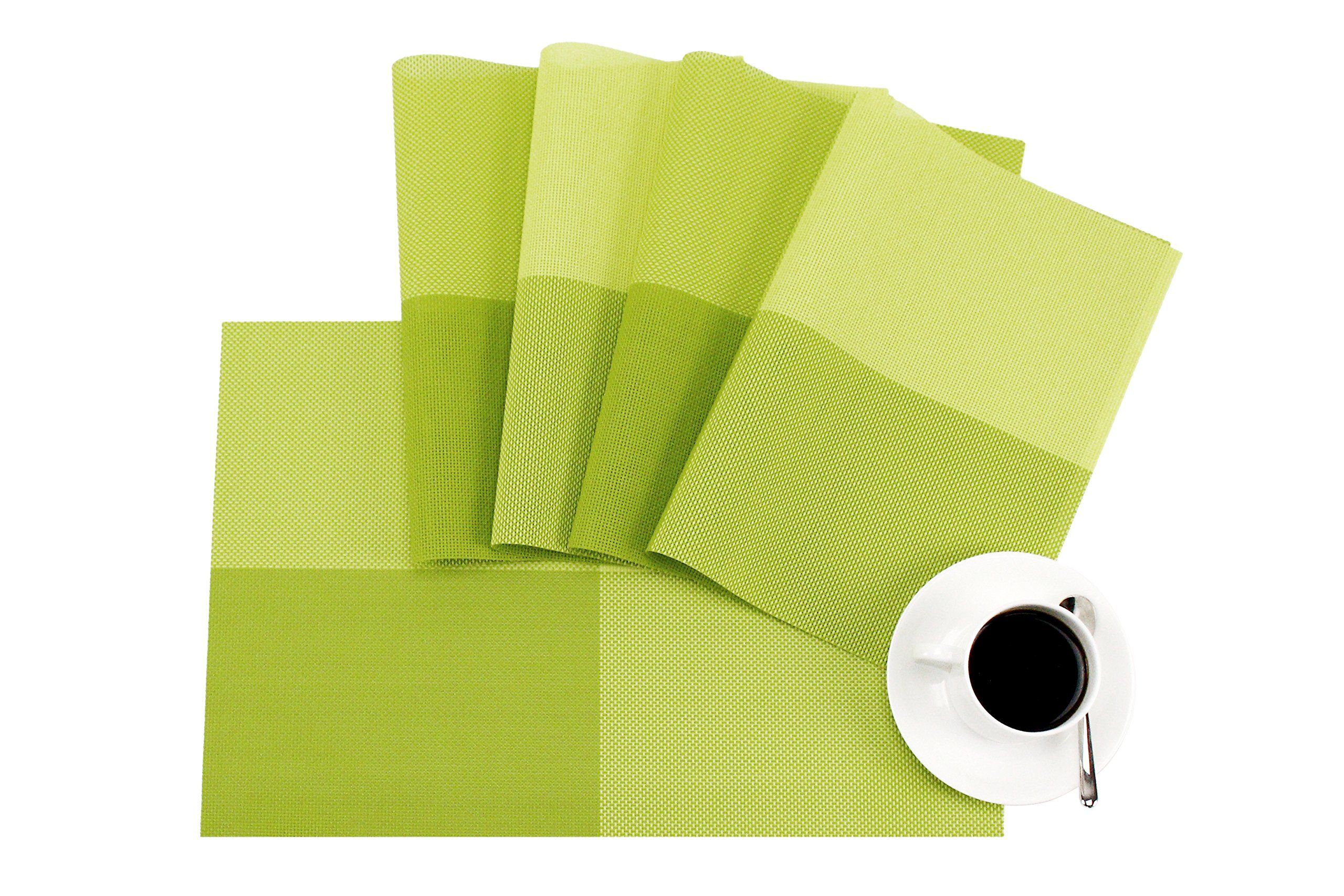 Deluxe PVC Woven Vinyl Non-Slip Heat-Resistant Grid Green Placemats Kitchen view 5