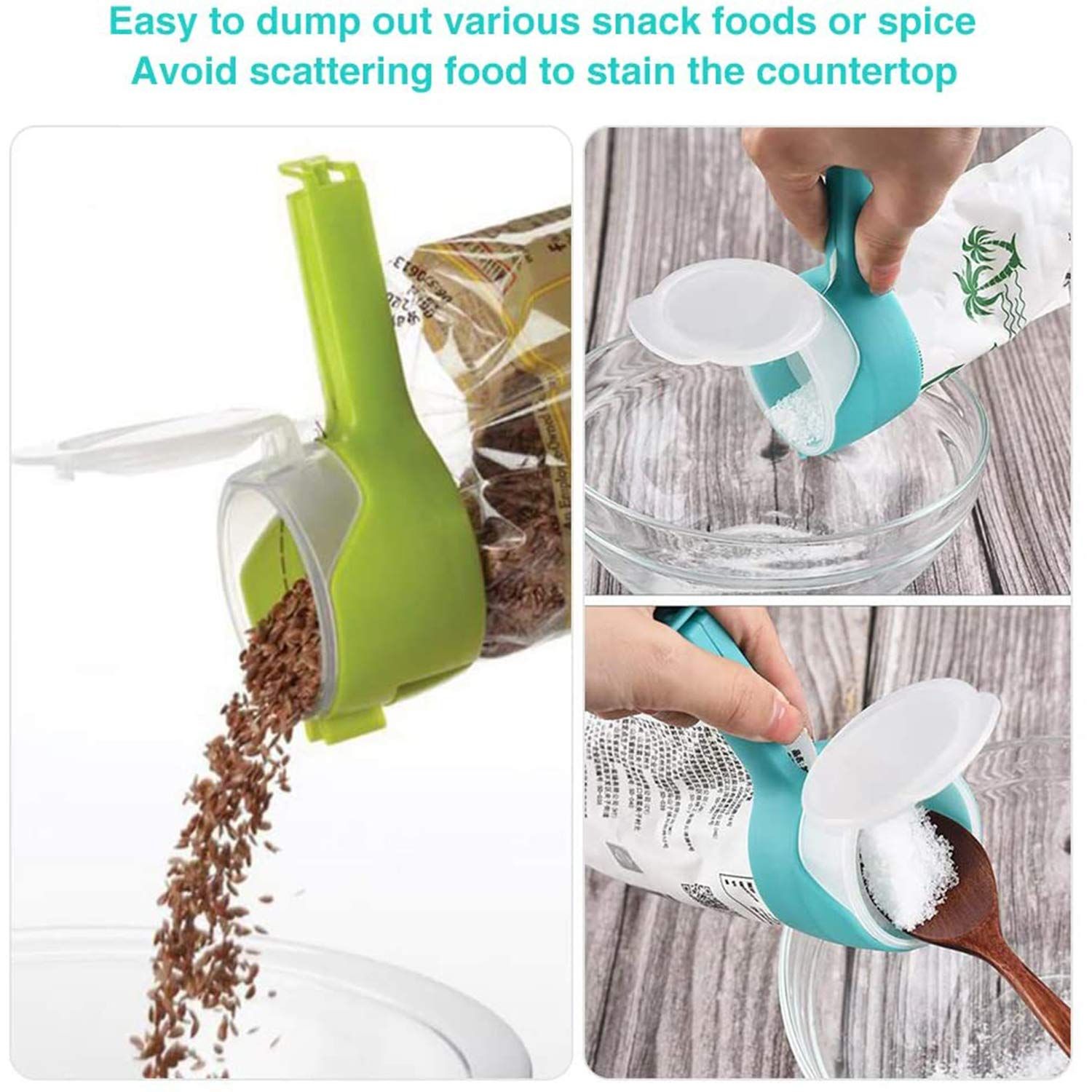 Bag Clips for Food Set - 4pk Food Clips to Seal Pour Food Storage Bag Clip view 3