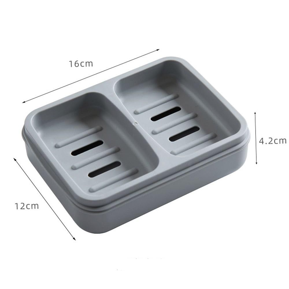 Double Soap Dish, Dual Compartment Soap Holder, Bar Shampoo Holder with view 5