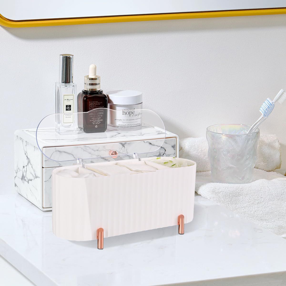 3 Grids Separate Cotton Swabs Dispenser view 2