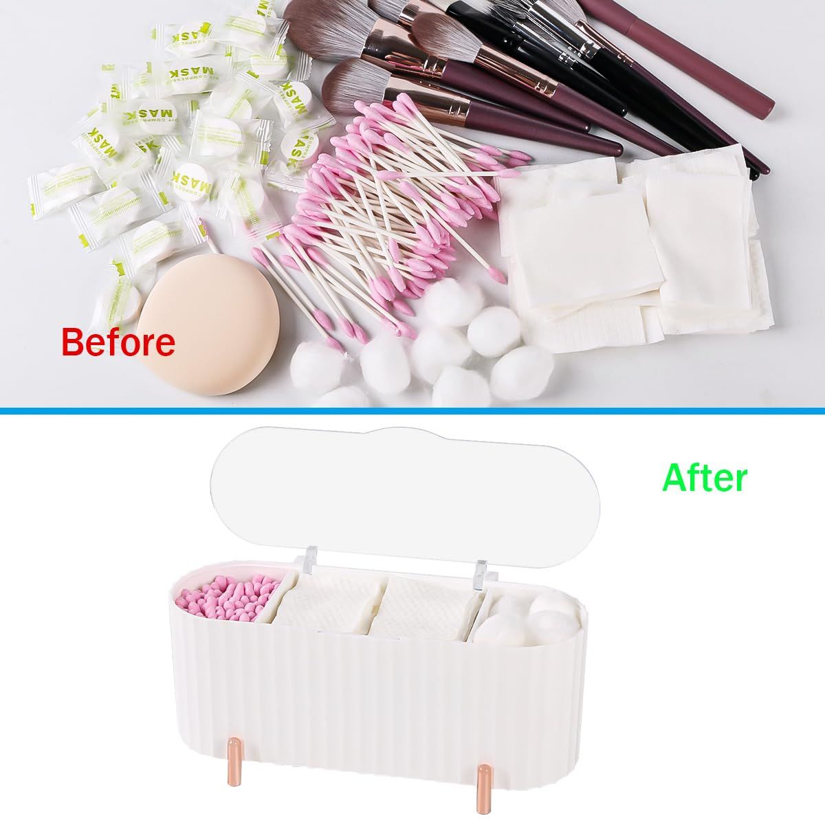 3 Grids Separate Cotton Swabs Dispenser view 3