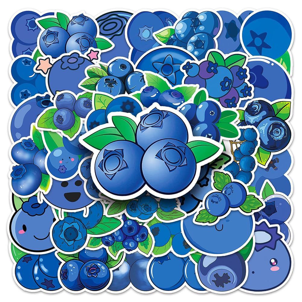 50Pcs Blueberry Stickers Waterproof Vinyl Decals for Adult Teen Kids Cup Water — image 1