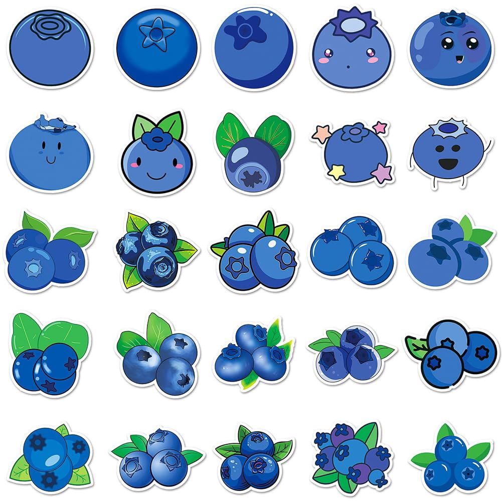 50Pcs Blueberry Stickers Waterproof Vinyl Decals for Adult Teen Kids Cup Water view 2