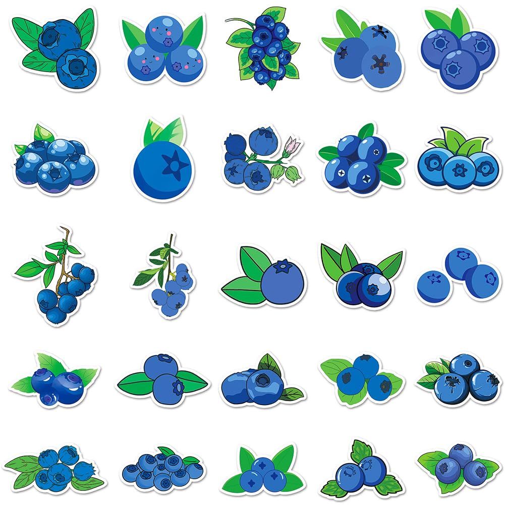 50Pcs Blueberry Stickers Waterproof Vinyl Decals for Adult Teen Kids Cup Water view 3