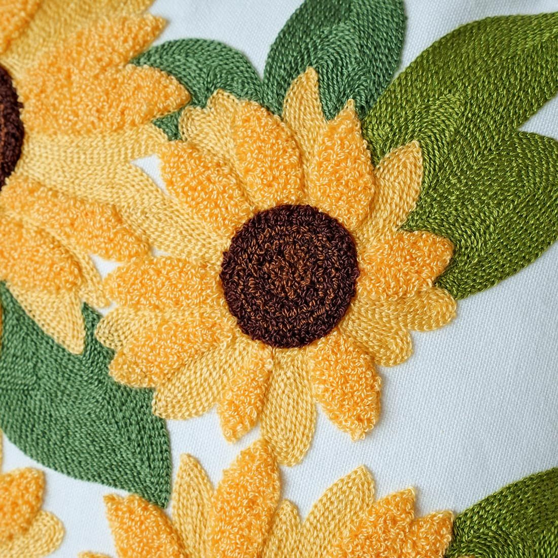 Embroidered Throw Pillow Covers 18x18 inch Pack of 2 Cute Sunflower Decorative view 5