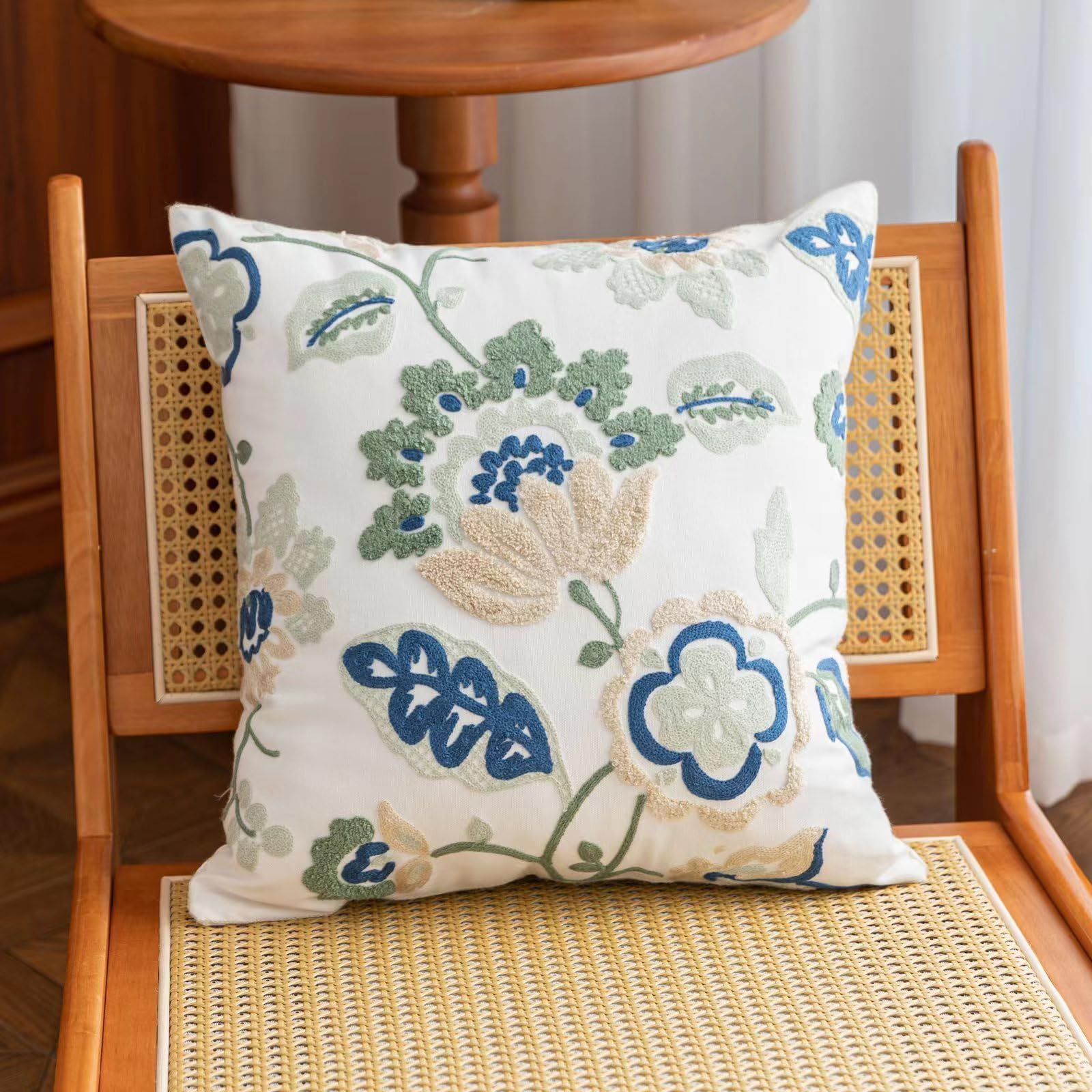 Set of 2 Throw Pillow Covers 18 x 18 Inch Retro Flowers Decorative Square view 2