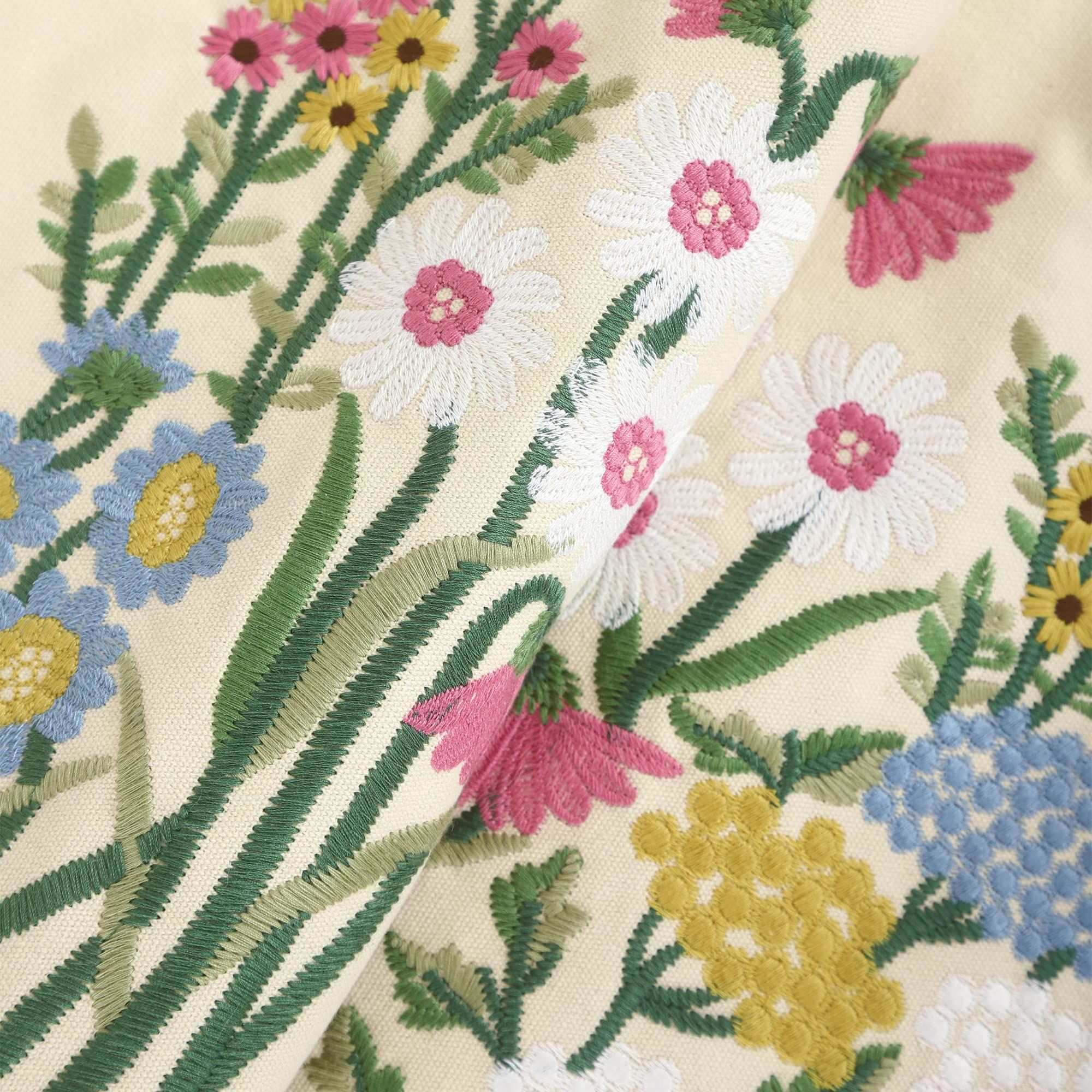Embroidery Floral Pattern Throw Pillow Covers 18x18 Inches view 5