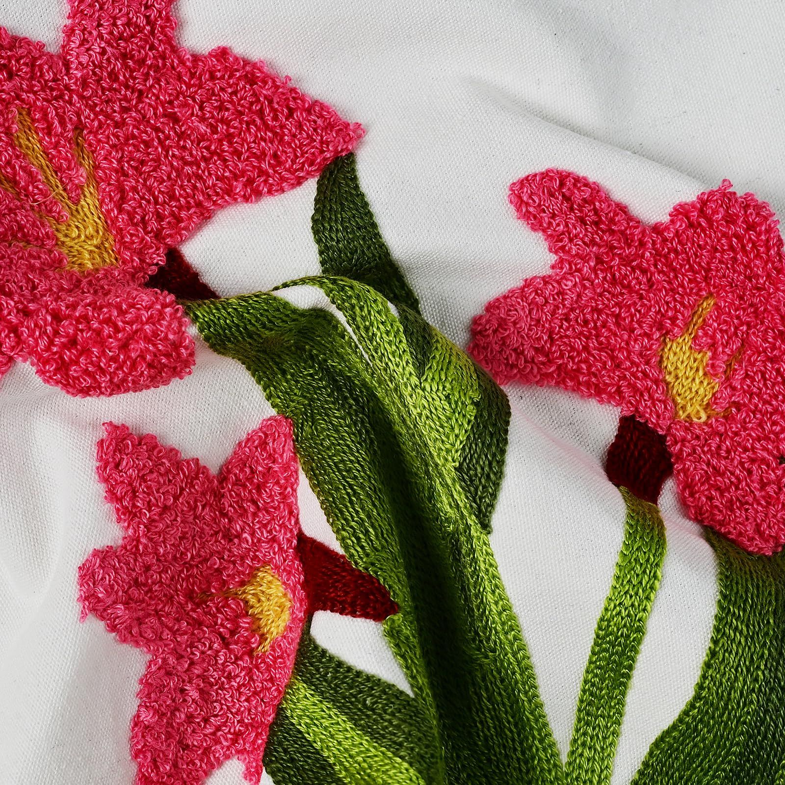 Pink Daffodil Flower Embroidered Throw Pillow Covers view 2